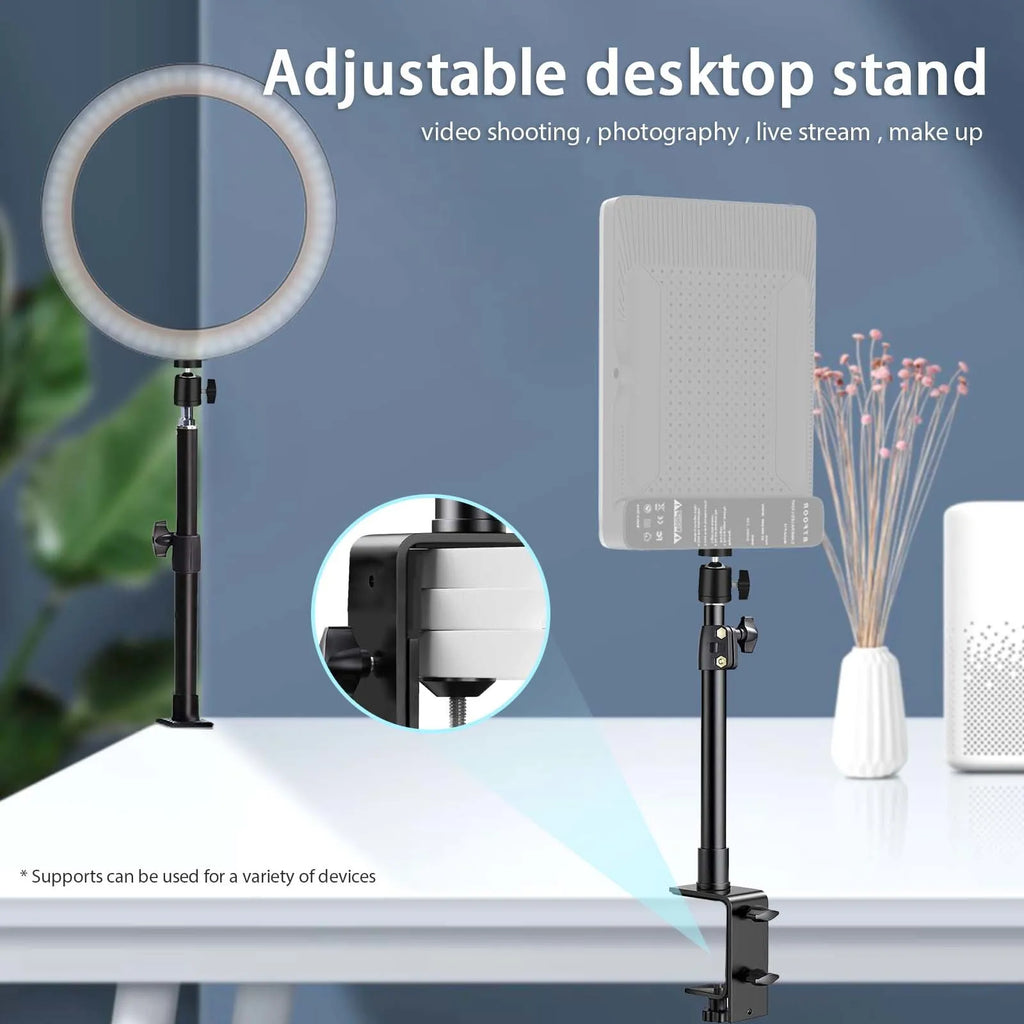 Desk Mount Stand DSLR Camera C Clamp Light Stand Photographic Light Boom Stand with Ball Head for Phone Video Ring Light Zoom