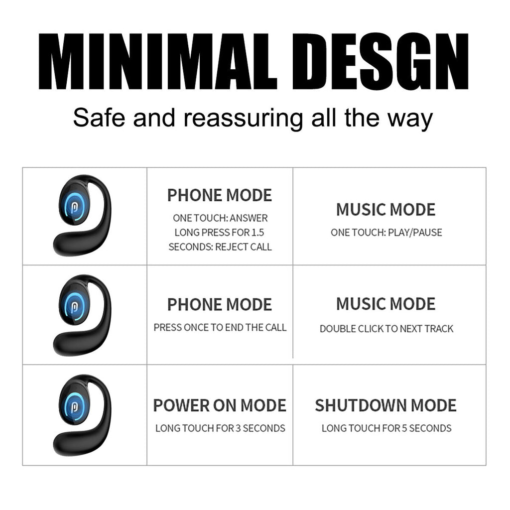 Open Ear Bluetooth Headset Air Conduction Headphones Wireless Earphones Sports