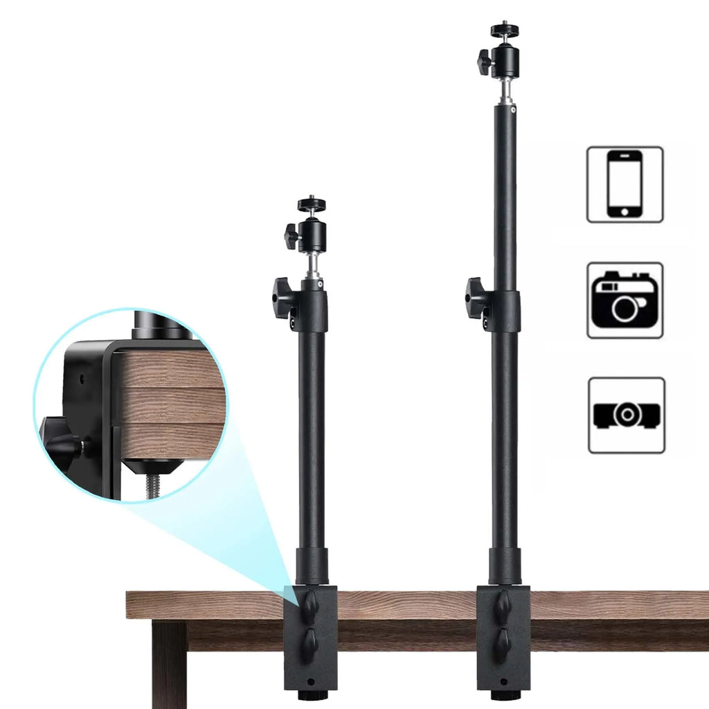 Desk Mount Stand DSLR Camera C Clamp Light Stand Photographic Light Boom Stand with Ball Head for Phone Video Ring Light Zoom