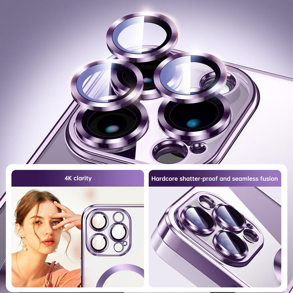 Magsafe with Lens Glass Case for Iphone 17 Pro Max 16Pro 17E 15 14 13 12 SE 2022