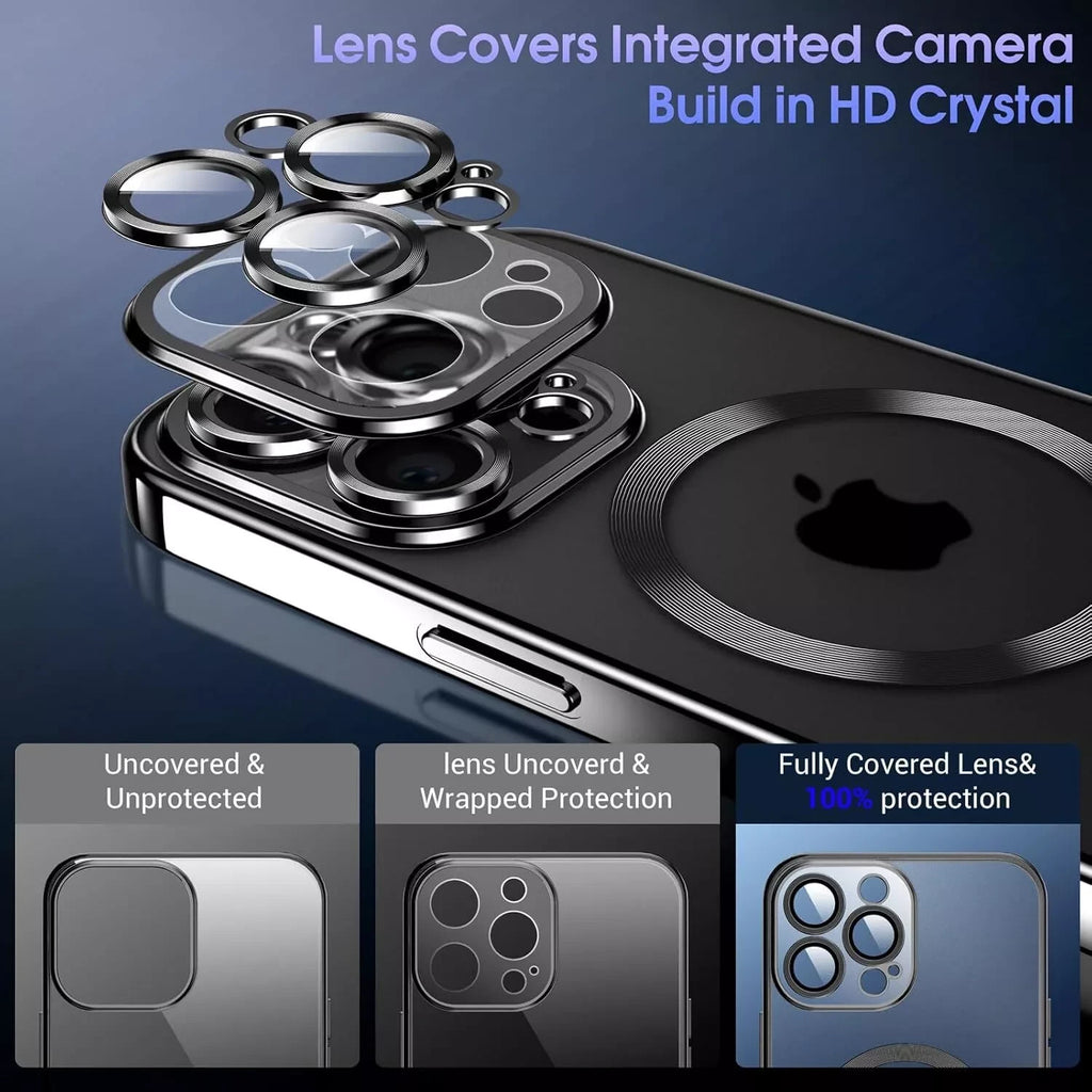 Magsafe with Lens Glass Case for Iphone 17 Pro Max 16Pro 17E 15 14 13 12 SE 2022