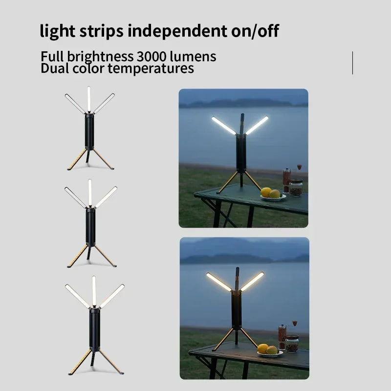 Telescopic Camping Light 15600Mah Rechargeable Lantern, Waterproof Collapsible Outdoor LED Flashlight for Hiking Tent