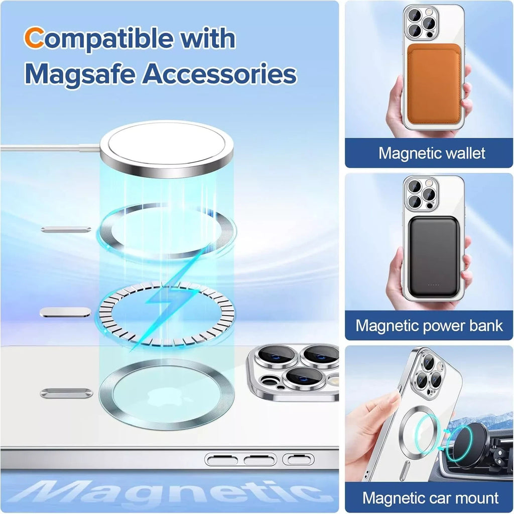 Magsafe with Lens Glass Case for Iphone 17 Pro Max 16Pro 17E 15 14 13 12 SE 2022
