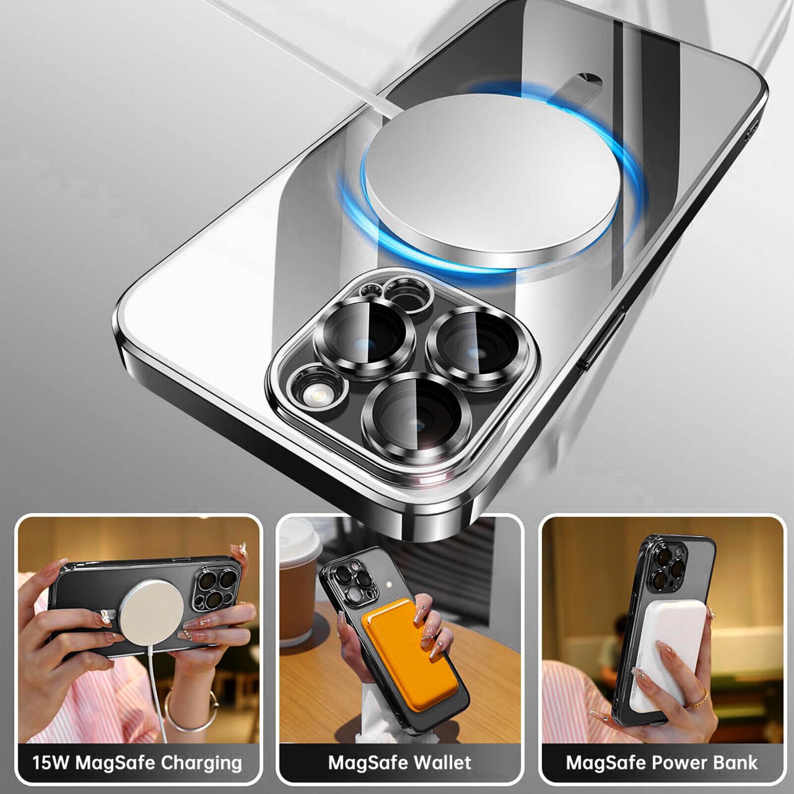 Magsafe with Lens Glass Case for Iphone 17 Pro Max 16Pro 17E 15 14 13 12 SE 2022
