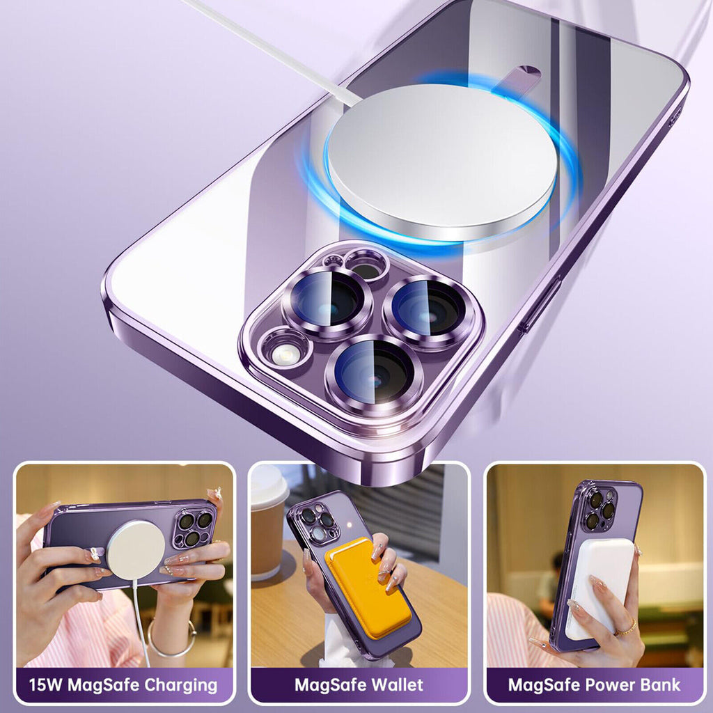 Magsafe with Lens Glass Case for Iphone 17 Pro Max 16Pro 17E 15 14 13 12 SE 2022