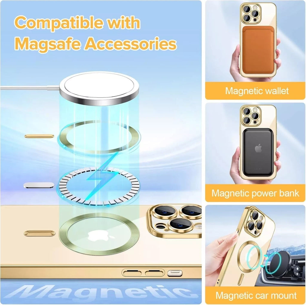 Magsafe with Lens Glass Case for Iphone 17 Pro Max 16Pro 17E 15 14 13 12 SE 2022