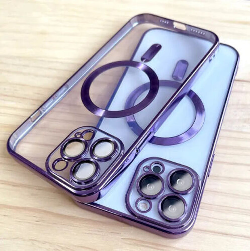 Magsafe with Lens Glass Case for Iphone 17 Pro Max 16Pro 17E 15 14 13 12 SE 2022