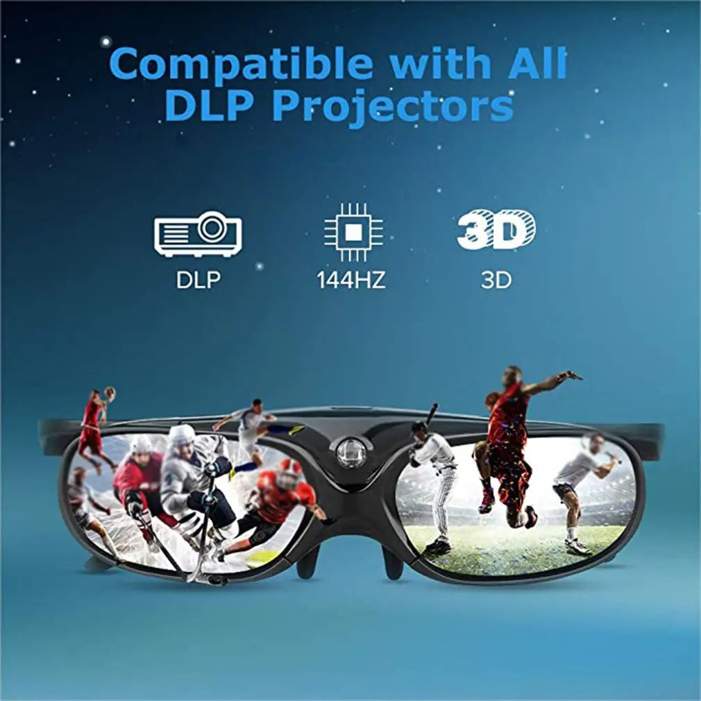 2PCS/1PC 3D Universal Glasses for Xgimi Z3/Z4/Z6/H2 Nuts G1/P2 Active Shutter 96-144HZ Rechargeable Benq Acer DLP LINK Projector